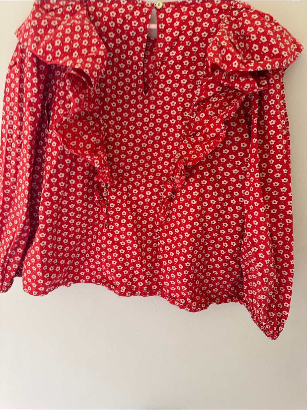 Crewcuts Red Floral Ruffle Blouse - Picture 3 of 3